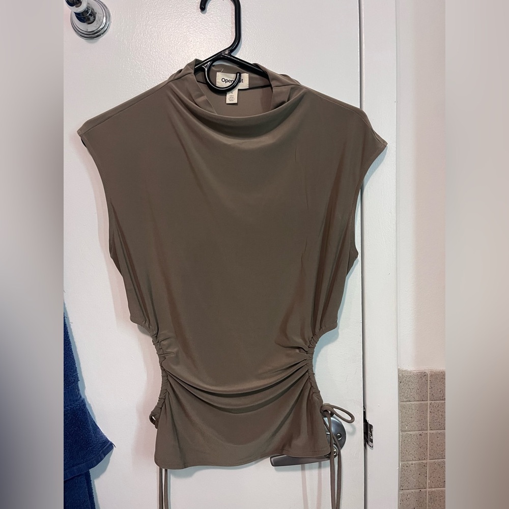 NWOT-Ruched Cutout Mock Neck Top. OPEN EDIT